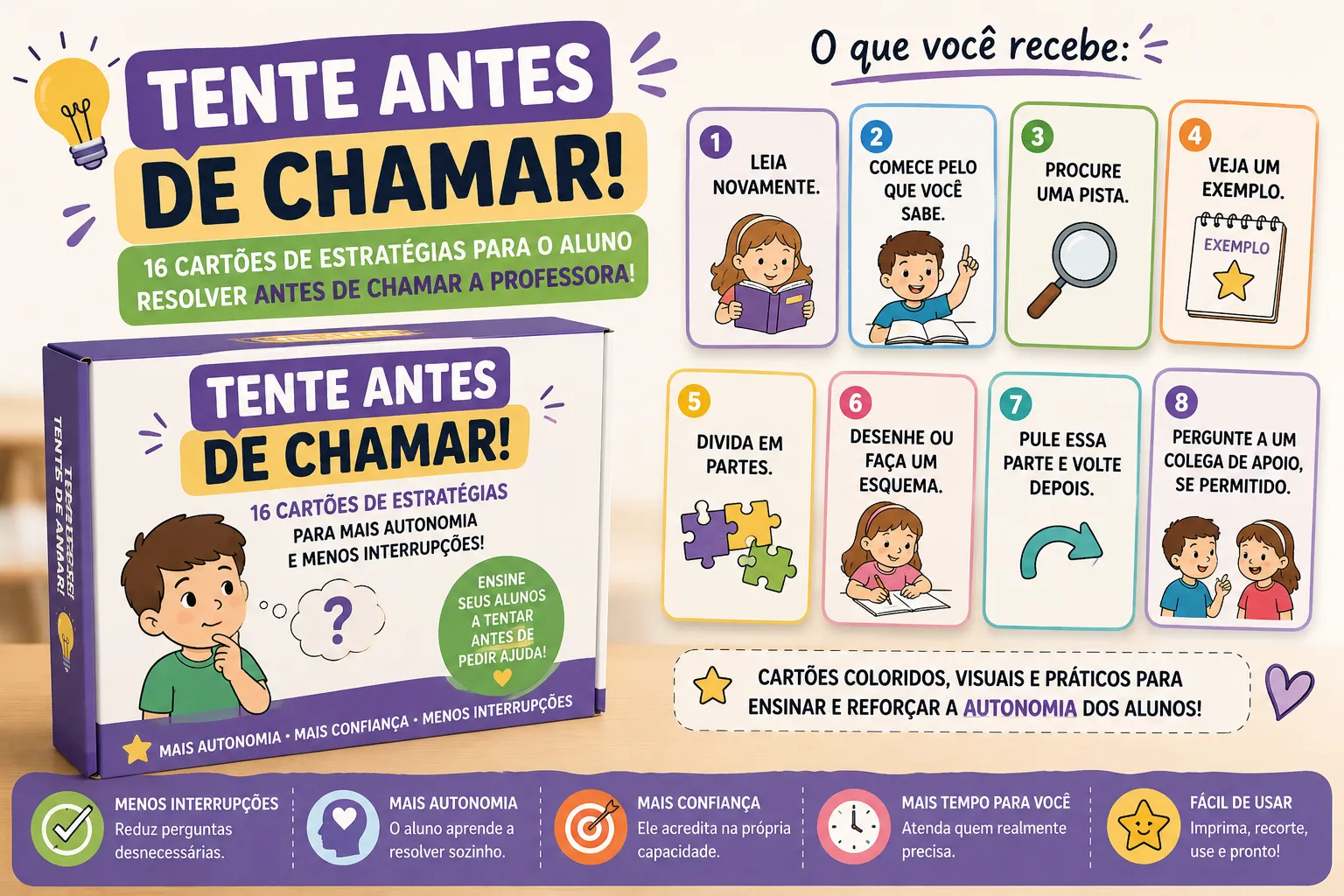 Caixa do bônus Tente Antes de Chamar com 16 cartões de estratégias