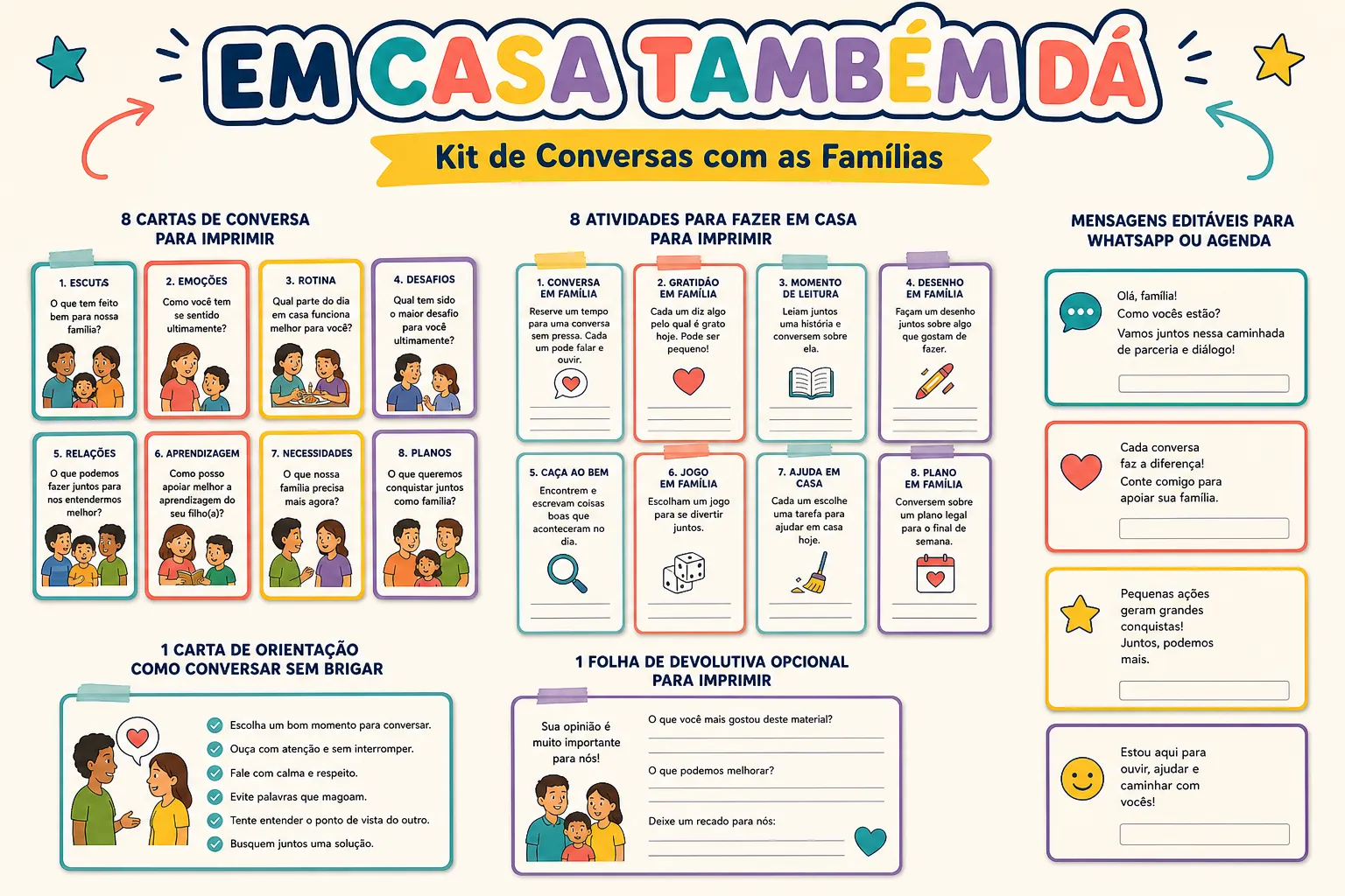 Em Casa Também Dá: Kit de Conversas com as Famílias