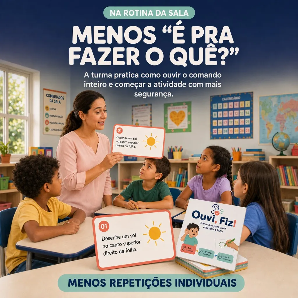 Cartas do baralho Ouvi, Fiz! abertas sobre a mesa, uma para cada um dos cinco níveis de dificuldade
